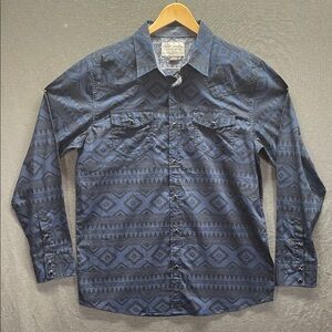 Cody James Men's Geometric Authentic‎ Western Apparel Navy Dress Shirt